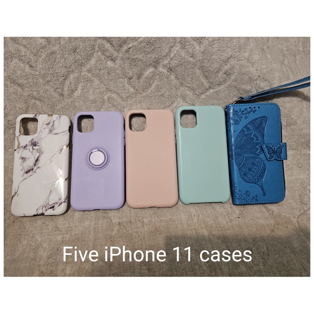 Five iPhone 11 cases + 9 screen protectors